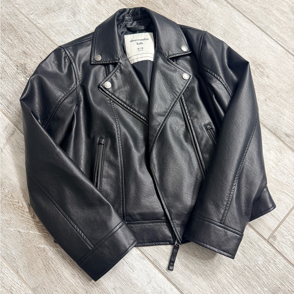 Abercrombie Kids - Black Leather Biker Jacket